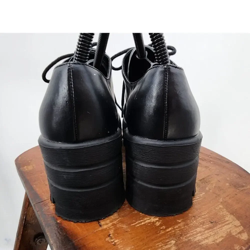Vintage Y2K City Snappers Chunky Black Platform Shoes Size 7 Grunge